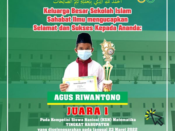 Juara 1 pada kegiatan Kompetisi Siswa Nasional (KSN) Matematika Kabupaten Karawang